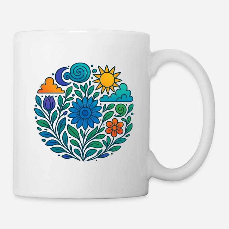 Floral Mandala – Sun, Moon & Nature - Mug - white
