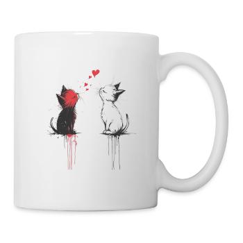 Küssende Katzen – Süße Graffiti-Liebe - Tasse - Weiß - Rechts