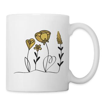 Fleurs de la ligne dorée – élégantes et intemporelles. Par ankh. - Mug blanc - blanc - Droite