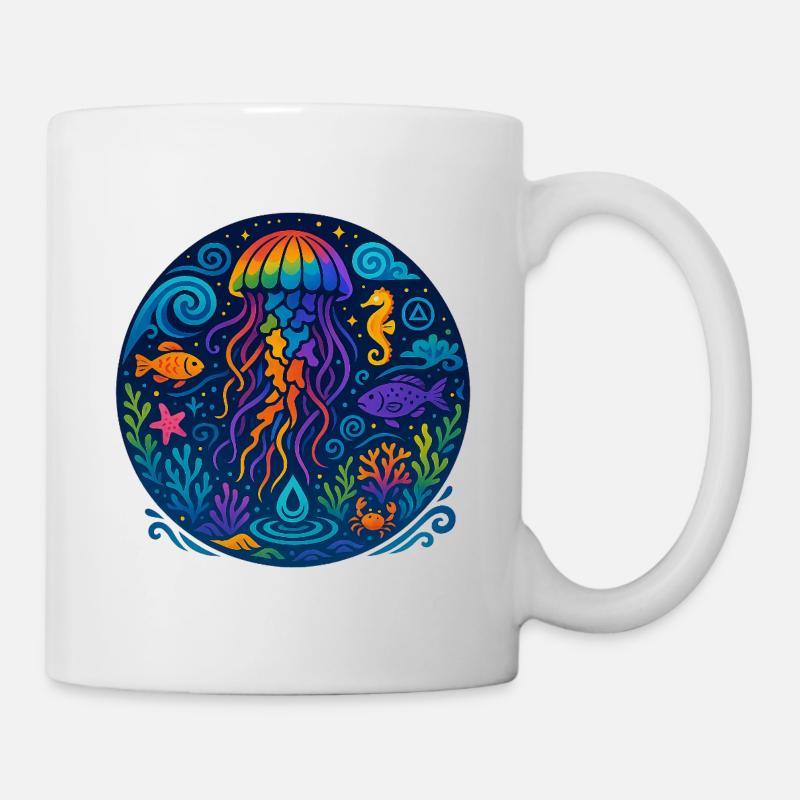 Méduse arc-en-ciel - Coloré sous l’eau - Mug blanc - blanc