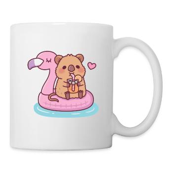 Süßer Quokka genießt Orangensaft Flamingo Float - Tasse - Weiß - Rechts