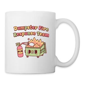 Niedliches lustiges Müllcontainer-Feuerwehrteam - Tasse - Weiß - Rechts