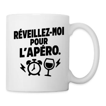 Réveillez Moi pour l'apéro Humour Apéro Drôles - Mug blanc - blanc - Droite