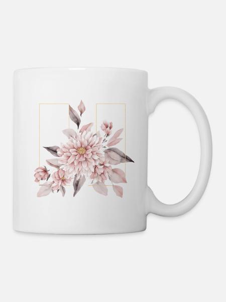 Elegantes Rouge-Blumen-Design - Tasse - Weiß