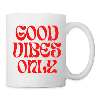 Inspirierende Aufschrift "Nur gute Emotionen" - Tasse - Weiß - Rechts