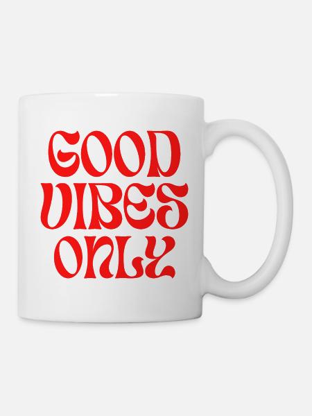 Inspirierende Aufschrift "Nur gute Emotionen" - Tasse - Weiß