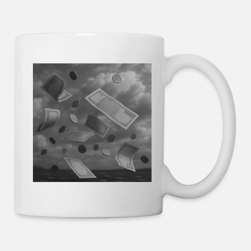 Falling Money Banknotes and Coins Design - Mug - white