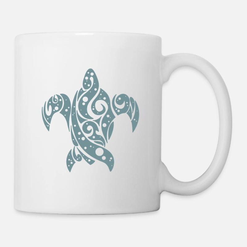 Tatouage de tortue bleue - Mug blanc - blanc