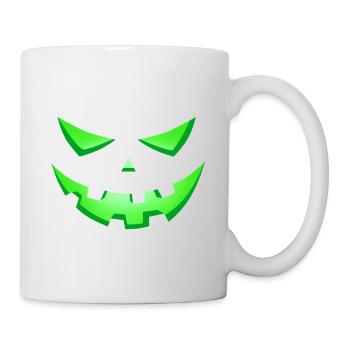 Monster Green Eyes, Scary Halloween Face - Mug - white - Right