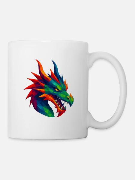 WPAP Stil Tiere - Drache - Tasse - Weiß