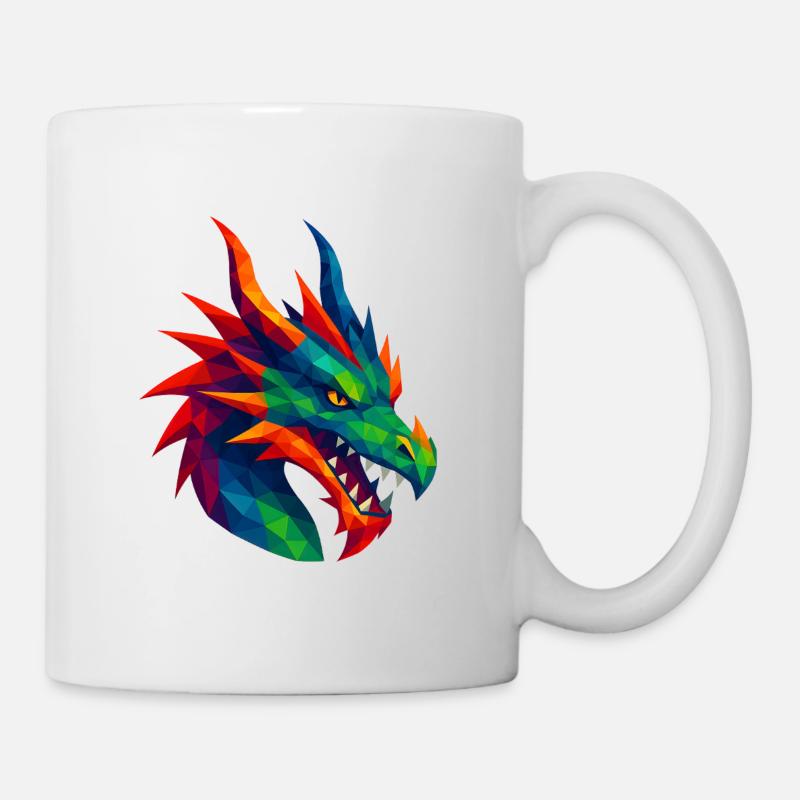WPAP Stil Tiere - Drache - Tasse - Weiß