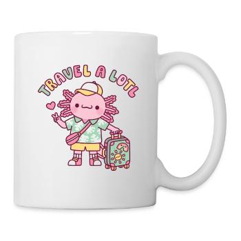 Cute Travel A Lotl Axolotl With Luggage Funny Pun - Mug - white - Right