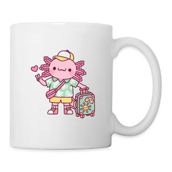 Cute Axolotl With Suitcase Vacation Travel - Mug - white - Right