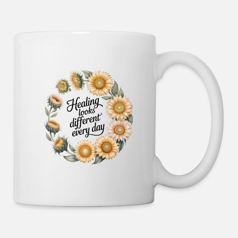Couronne florale avec citation - Mug blanc - blanc