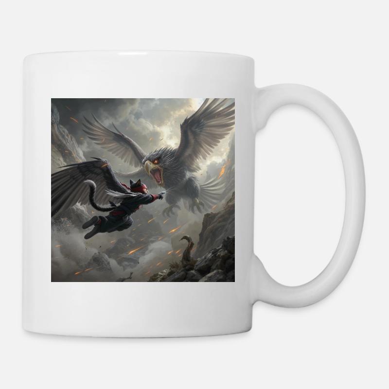 Mythical Battle of Eagle and Ninja - Mug - white