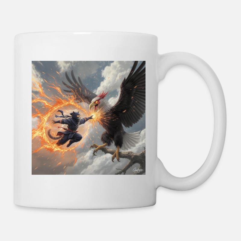 Bête légendaire et guerrier au combat - Mug blanc - blanc
