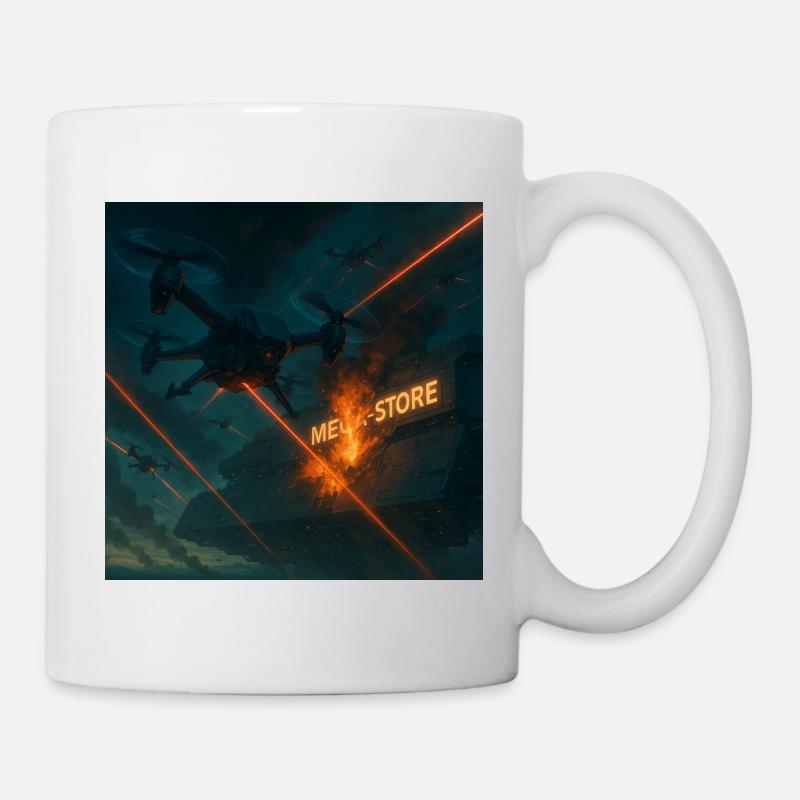Image d’attaque futuriste de la base aérienne - Mug blanc - blanc