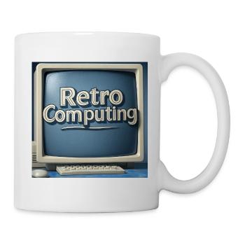 Retro Computer Graphics on Blue Background - Mug - white - Right