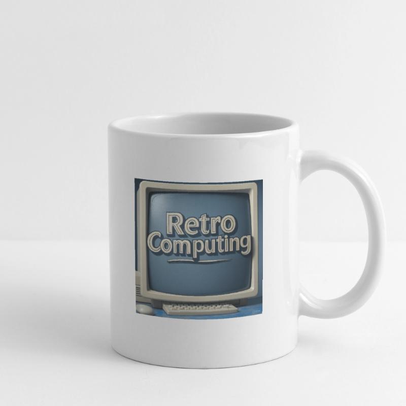 Retro Computer Graphics on Blue Background Mug