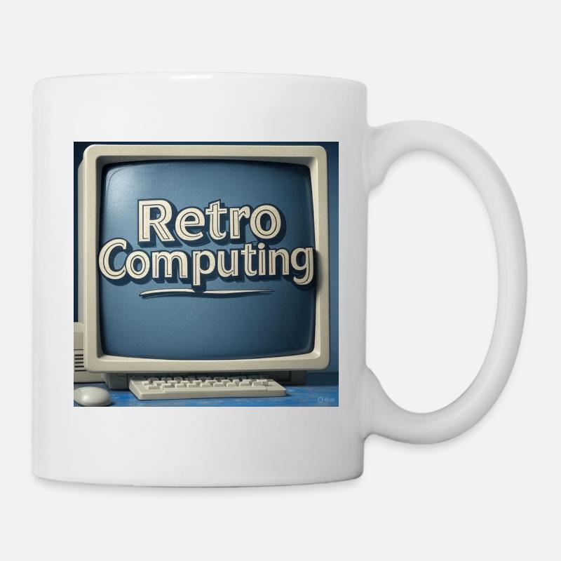 Retro Computer Graphics on Blue Background - Mug - white