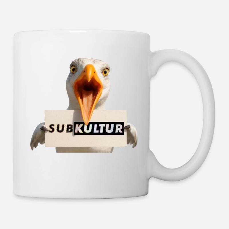 SUBKULTUR Möwe mit Schild - Tasse - Weiß