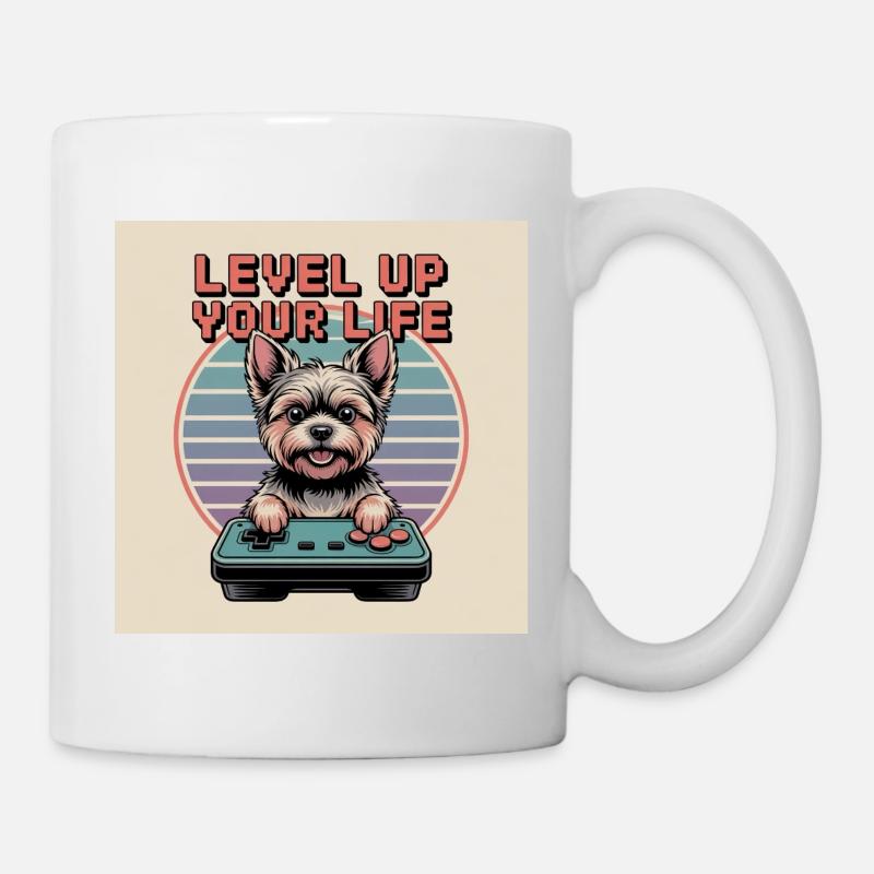 Cute Retro Gamer Dog - Mug - white