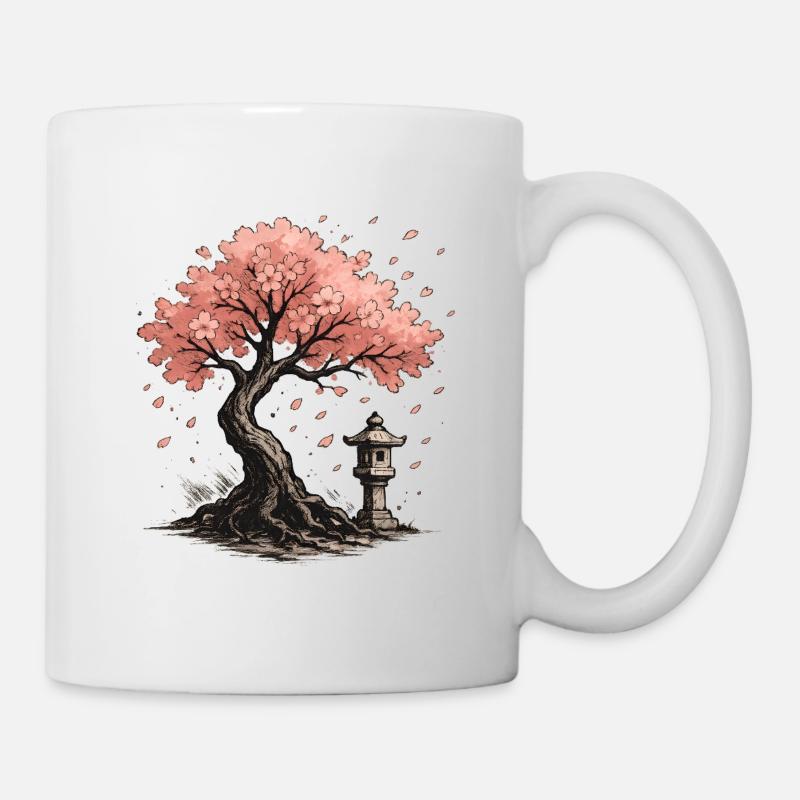 Conception d’arbre de cerisier japonais en fleurs - Mug blanc - blanc