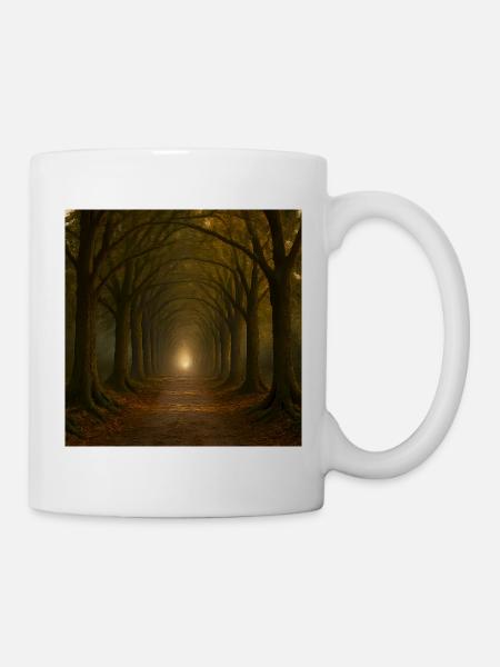 Mystischer Baumweg im Herbstlicht - Tasse - Weiß