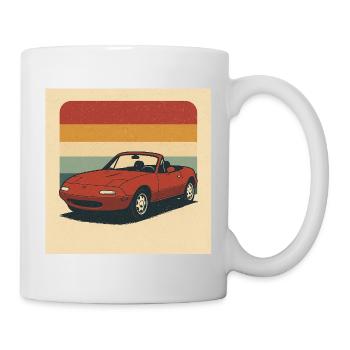 Retro Sportscar Illustration with Vintage Colors - Mug - white - Right