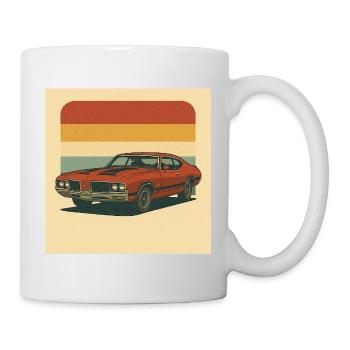 Retro Muscle Car Sonnengruß Design - Tasse - Weiß - Rechts
