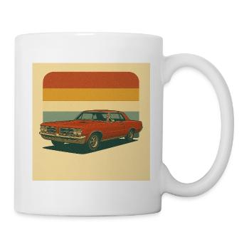 Vintage Orange Muscle Car Illustration - Mug - white - Right