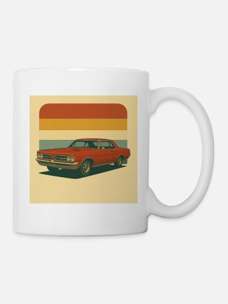 Vintage Orange Muscle Car Illustration - Mug - white