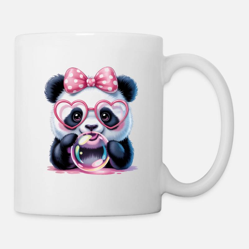 Cute Panda with Goggles and a Soap Bubble - Mug - white