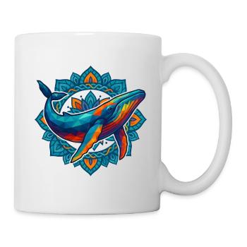 WPAP Polygon Stil Tiere Wal Blumen Kranz - Tasse - Weiß - Rechts
