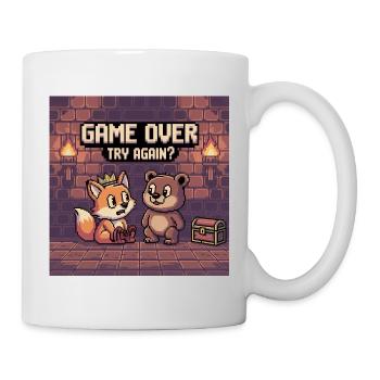 Pixel Art Game Over Szene für Haustiere - Tasse - Weiß - Rechts