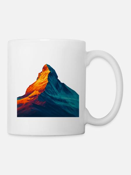 WPAP Stil - Matterhorn, Berg Schweiz - Tasse - Weiß