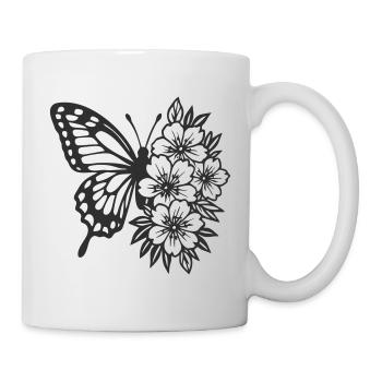 Composition élégante de papillon et de fleurs - Mug blanc - blanc - Droite