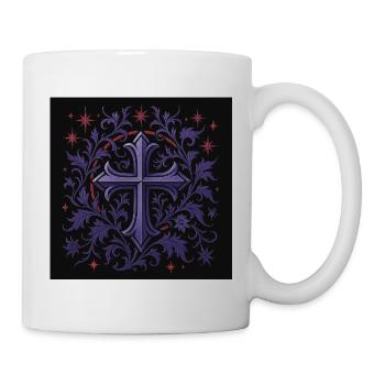 Lavender Gothic Cross Floral Design - Mug - white - Right