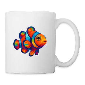 WPAP Polygon Stil Tiere - Clownfisch - Tasse - Weiß - Rechts