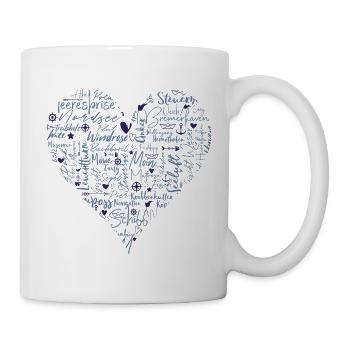Maritimes Herz, blau - Tasse - Weiß - Rechts