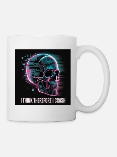 Cyberpunk Skull with Digital Glitch - Mug - white