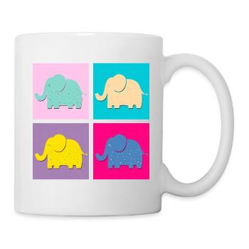 Elephants (Squares, Pop Art) - Mug - white - Right