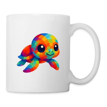 WPAP Polygon Kawaii Tiere Baby Meeres Schildkröte - Tasse - Weiß - Rechts