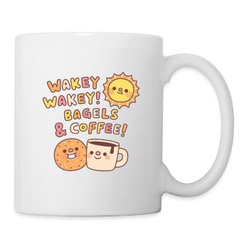 Cute Wakey Wakey Bagels And Coffee And Sun - Mug - white - Right