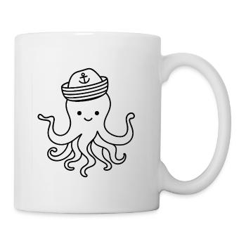 Niedlicher Oktopus mit Ankerhut - Tasse - Weiß - Rechts