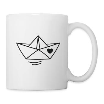 Herz Papierboot Illustration - Tasse - Weiß - Rechts