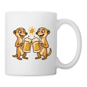 Happy otters with beer - Mug - white - Right
