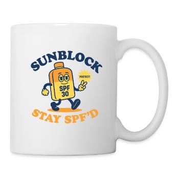 Sunblock Squad – Bleiben Sie mit Lichtschutzfaktor - Tasse - Weiß - Rechts