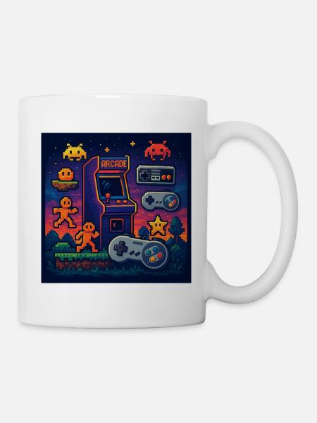 Retro Pixel Arcade Gaming Design - Mug - white