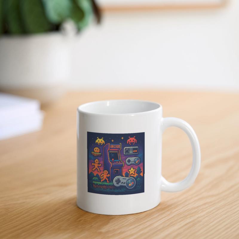 Conception de jeu d’arcade Pixel rétro Mug blanc